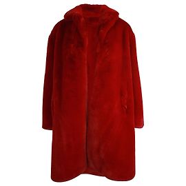 Sandro Dicker langer Mantel aus rotem Kunstpelz-Polyester Rot