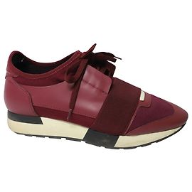 Balenciaga Race Runners em couro roxo vermelho Vermelho