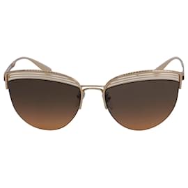 Bulgari-Bvlgari BV6118 201418 Cutout Cat Eye Sunglasses in Gold Metal-Pink