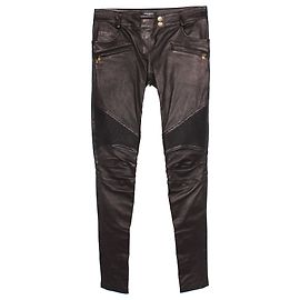 Calça skinny fit Balmain em couro preto Preto