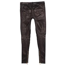 Balmain-Balmain Pantalon Skinny Fit en Cuir Noir-Noir