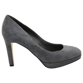 Sergio Rossi Almond Toe Pumps in Grey Suede Grey