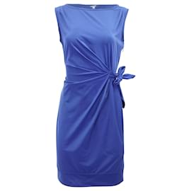 Diane Von Furstenberg-Diane Von Furstenberg Side Tie Sleeveless Mini Dress in Blue Polyamide-Blue