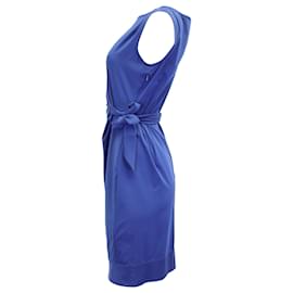 Diane Von Furstenberg-Diane Von Furstenberg Side Tie Sleeveless Mini Dress in Blue Polyamide-Blue