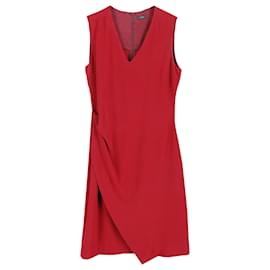 Joseph-Joseph Sleeveless Draped Mini Dress in Red Acetate-Red
