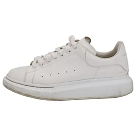 Alexander Mcqueen-Alexander Mcqueen Men's Oversized Sneakers in All White Calf Leather-White