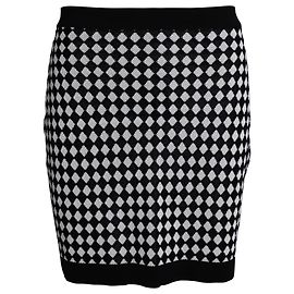 Balmain Checked Pencil Skirt in Multicolor Viscose Other Python print