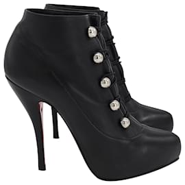 Christian Louboutin-Christian Louboutin Fifre 120 Ankle Boots in Black Nappa Leather-Black