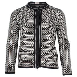 Tory Burch Strickjacke mit Knopfleiste vorne aus schwarz bedruckter Baumwolle Schwarz