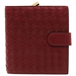 Bottega Veneta Small Bi-Fold Wallet in Red Intrecciato Leather Red
