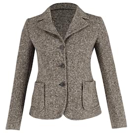 Miu Miu-Miu Miu Single-Breasted Blazer Jacket in Brown Lana Vergine-Brown