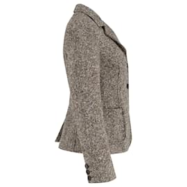 Miu Miu-Miu Miu Single-Breasted Blazer Jacket in Brown Lana Vergine-Brown