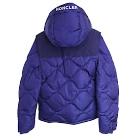 Moncler-Moncler Arles Hooded Diamond-Quilted Convertible Down Jacket In Blue Polyamide-Blue
