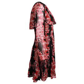 Giambattista Valli-Giambattista Valli Mini abito stampato a maniche lunghe in seta rossa-Altro
