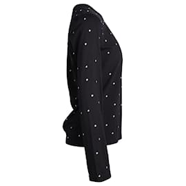 Comme Des Garcons-Comme Des Garcons Embroidered Polka Dot Long Sleeve Top in Black Cotton-Black