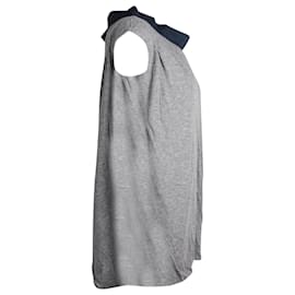 Marni-Marni Contrast Collar Cap Sleeve Top in Grey Jersey-Grey