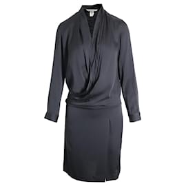 Diane Von Furstenberg-Diane Von Furstenberg Wrap Style Mini Dress in Black Silk-Black