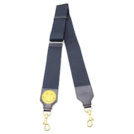 Anya Hindmarch-Anya Hindmarch Winking Shoulder Strap in Navy Blue Leather-Navy blue
