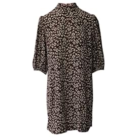Ganni-Ganni Foliage-Print Mini Shirt Dress in Brown Print Viscose-Other