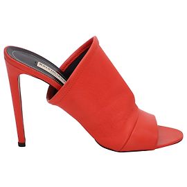 Balenciaga Glove High Heel Mules in Red Leather  Red