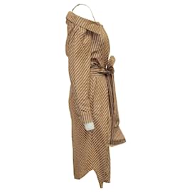 Maje-Maje Rulylla Cold Shoulder Midi Dress Shirt in Terracotta Cotton-Brown
