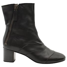Chloé-Chloé Lexie Ankle Boots in Black Calfskin Leather-Black