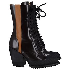 Chloé Rylee Medium Lace Up Ankle Boots in Brown Leather Brown