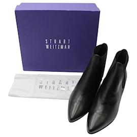 Stuart Weitzman-Stuart Weitzman Stivaletti con punta a punta scavata in pelle nera-Nero