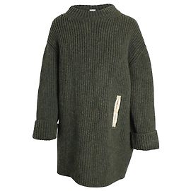 Céline Pull Celine Contrast Pocket Chunky en Laine Olive Vert Vert olive