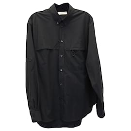 Givenchy-Camicia a maniche lunghe Button Down di Givenchy in cotone nero-Nero