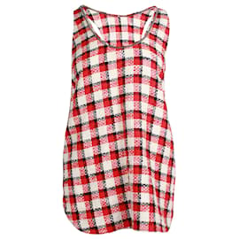 Autre Marque-N°21 Racerback Plaid Tank Top in Red Print Cotton-Other