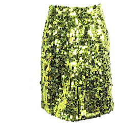 Autre Marque-N°21 Mini Pencil Skirt With Side Pockets in Lime Green Sequins-Green