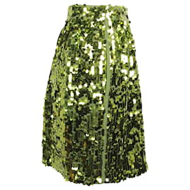 Autre Marque-N°21 Mini Pencil Skirt With Side Pockets in Lime Green Sequins-Green