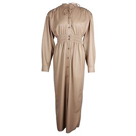 Nanushka Jayce gerafftes Midikleid aus hellbraunem Kunstleder Braun