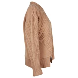 Max Mara-Maxmara Weekend Cable Knit Sweater in Camel Wool -Yellow,Camel