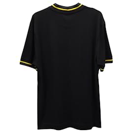 Fendi-Fendi Contrast Trim Crewneck T-Shirt in Black Cotton-Black