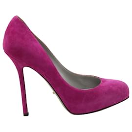 Sergio Rossi-Sergio Rossi Almond Toe Pumps in Pink Suede-Pink