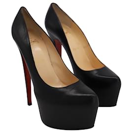 Christian Louboutin-Christian Louboutin Daffodile Platform Pumps in Black Leather -Black