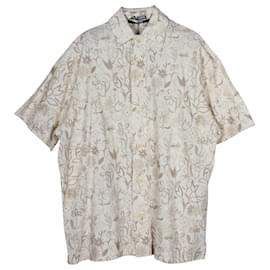 Jacquemus-Jacquemus Moisson Übergroßes Hemd mit Blumendruck aus beiger Baumwolle-Beige