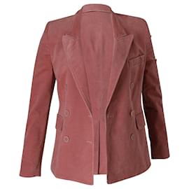 Isabel Marant-Isabel Marant Etoile Double Breasted Blazer Jacket in Pink Velvet-Pink