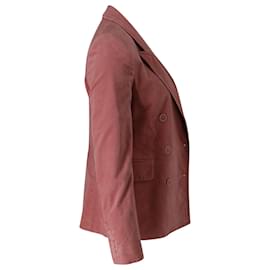 Isabel Marant-Isabel Marant Etoile Double Breasted Blazer Jacket in Pink Velvet-Pink