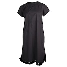 Marni-Marni Vestido midi com bainha de lantejoulas em algodão preto-Preto