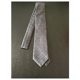 Louis Vuitton Silk Tie Dark Grey LV Logo Dots Dark grey