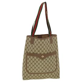 Gucci-GUCCI GG Canvas Web Sherry Line Tote Bag Beige Red Green 002.123.6487 auth 39459-Red,Beige,Green