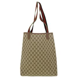 Gucci-GUCCI GG Canvas Web Sherry Line Tote Bag Beige Red Green 002.123.6487 auth 39459-Red,Beige,Green