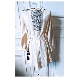 Soeur Schwester-Bohemien-Kleid Schwarz Roh Aus weiß