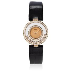 Chopard Happy Diamonds Relógio de Ouro 18K e Couro de Jacaré Gold hardware