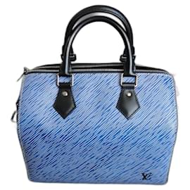 Louis Vuitton-Speedy  bandoulière 25 cuir épi denim bleu-Bleu