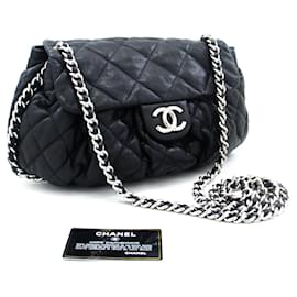 Chanel-CHANEL Chain Around Shoulder Bag Crossbody Black calf leather Leather-Black