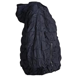 Moncler-Moncler Crumpled Texture Quilted Jacket in Navy Blue Polyamide-Blue,Navy blue